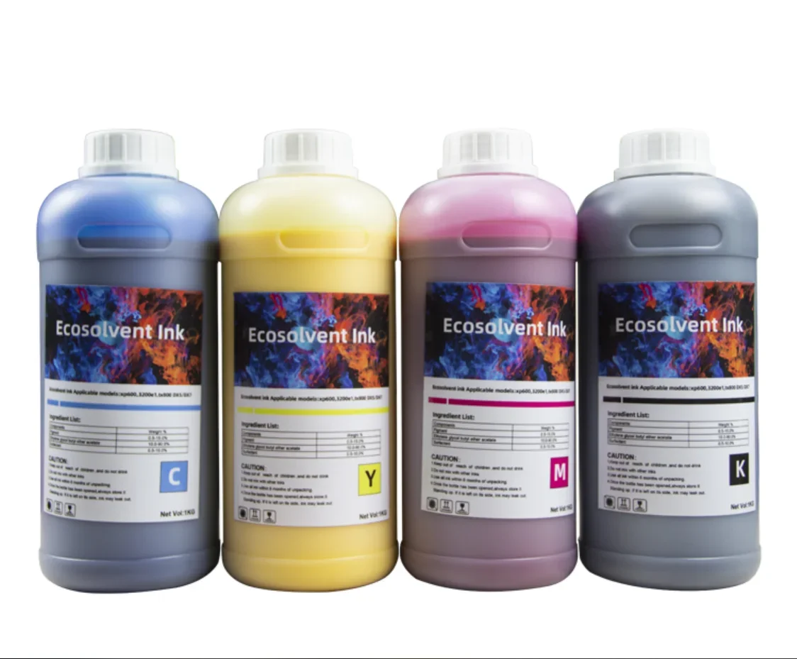 

Eco-Solvent Ink 1KG x 4 (C/M/Y/K Combo) for Epson XP600/TX800/I3200/4720/5113/DX10 | High-Quality Outdoor Solvent Ink for Printh