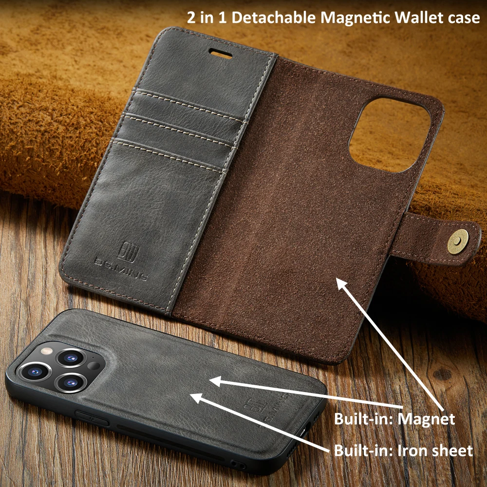 2 in 1 Detachable Magnetic Wallet Leather Flip Case For Samsung Galaxy S21 S22 S23 S24 Ultra Plus FE Retro Coque Removable Cover