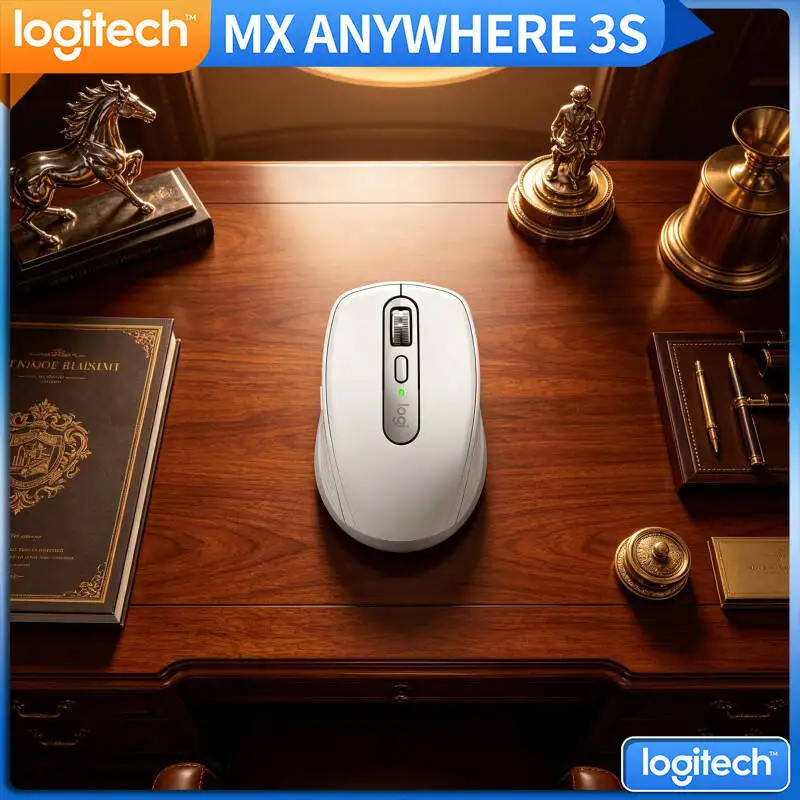 Office MX Anywhere 3S Mouse - 8K DPI Darkfield, 3-Device Sync, Silent Click, Ideal for Home Studio & Office