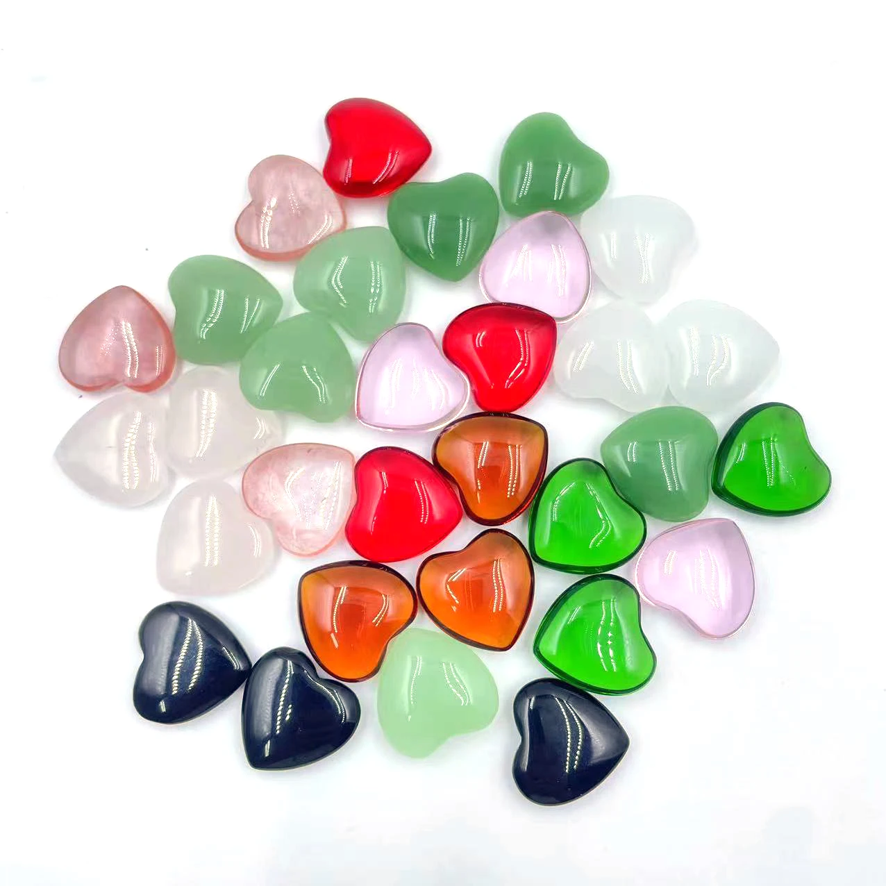 10pcs- Random color 20mm non-porous glass heart-shaped DIY accessory