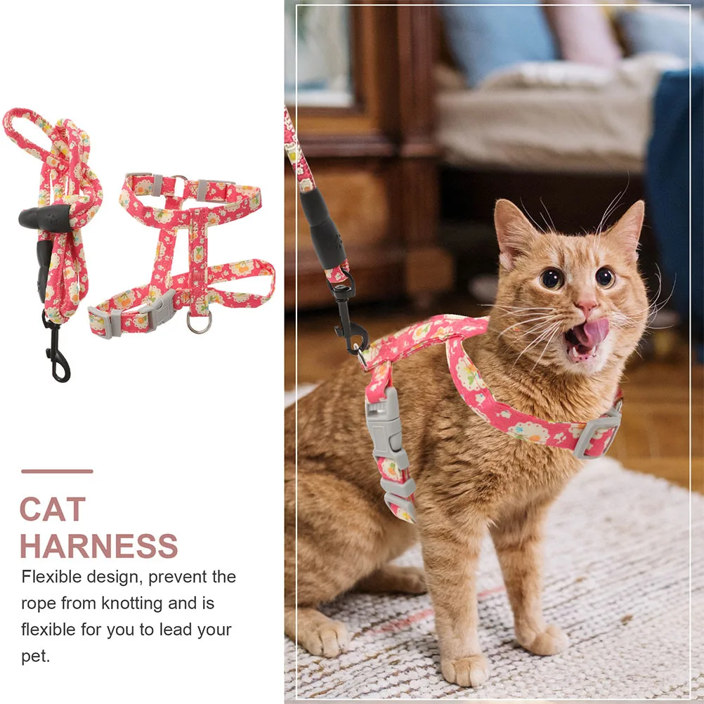 

Adjustable Cat Harness and Leash Set Escape Proof Wear-Resistant Pet Walking Rope for Small Medium Cats Comfortable Outdoor