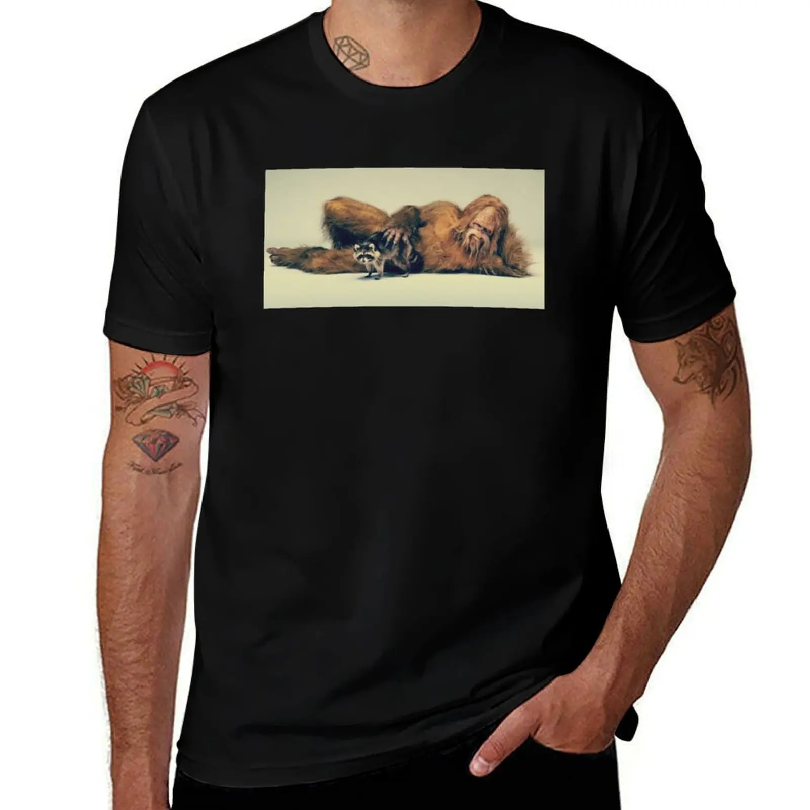 Funny Sasquatch Pose T-Shirt Stretch Fabric Comfort T-Shirt