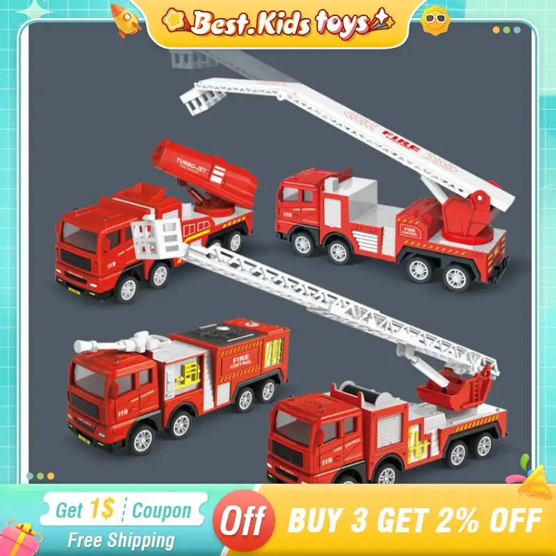 

Simulation Fire Truck Pull Back Toys Fire Telescopic Ladder Truck Inertia Car Fire Rescue Water Tanker Model Kids Birthday Gift
