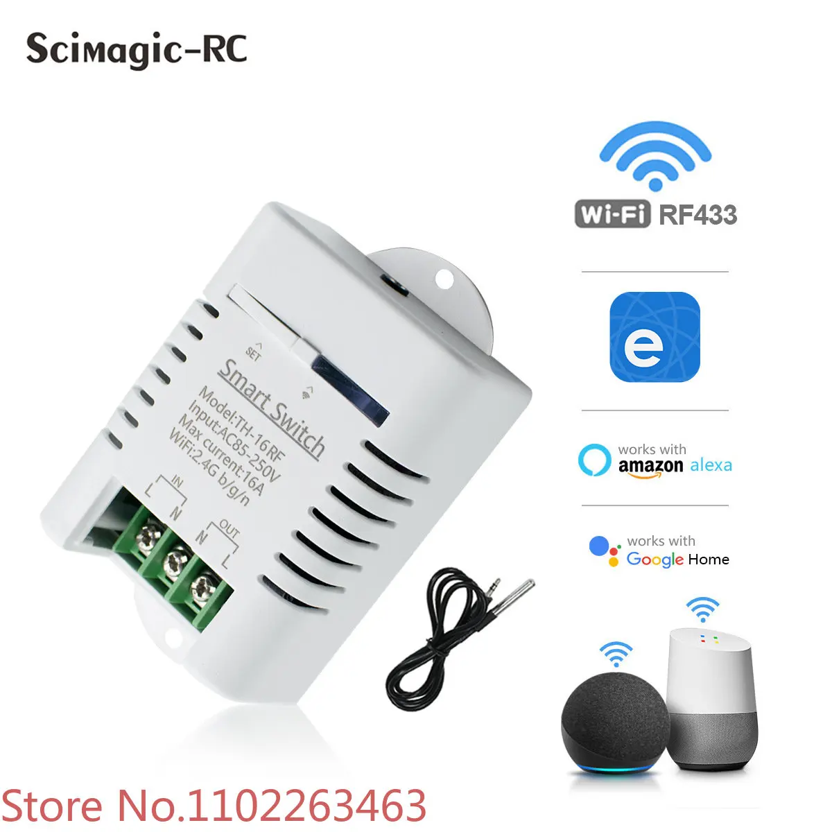 5pcs wifi smart home temperature controller APP remote control switch 16A with temperature switch 433Mhz