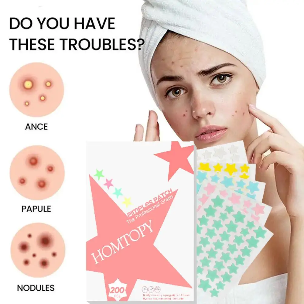 NEW High-end 200PCS Invisible Star Removal Pimple Anti-Acne Waterproof Hydrocolloid Control Patches Skin Oil Care W6R2