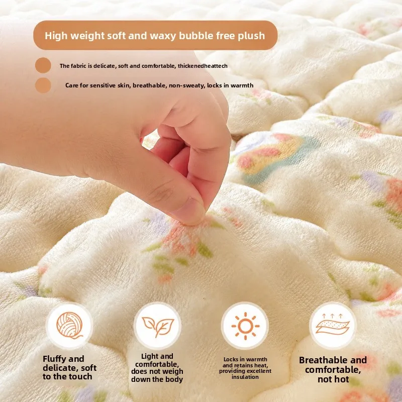 Rabbit Plush Mattress Cover Winter Plush Warm Coral Milk Plush Bedspread 2026 New Fitted Sheet Protective Bed Cover