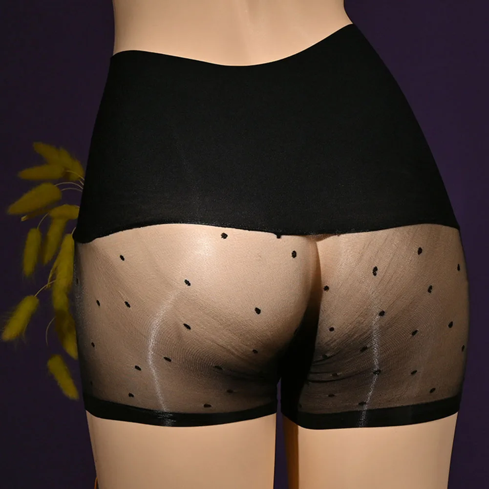 Sexy Lingerie Men Oil Shiny See-through Mesh Panties Intimates Briefs Silm Crotch Short Thin Bottom Wear Maleshorts