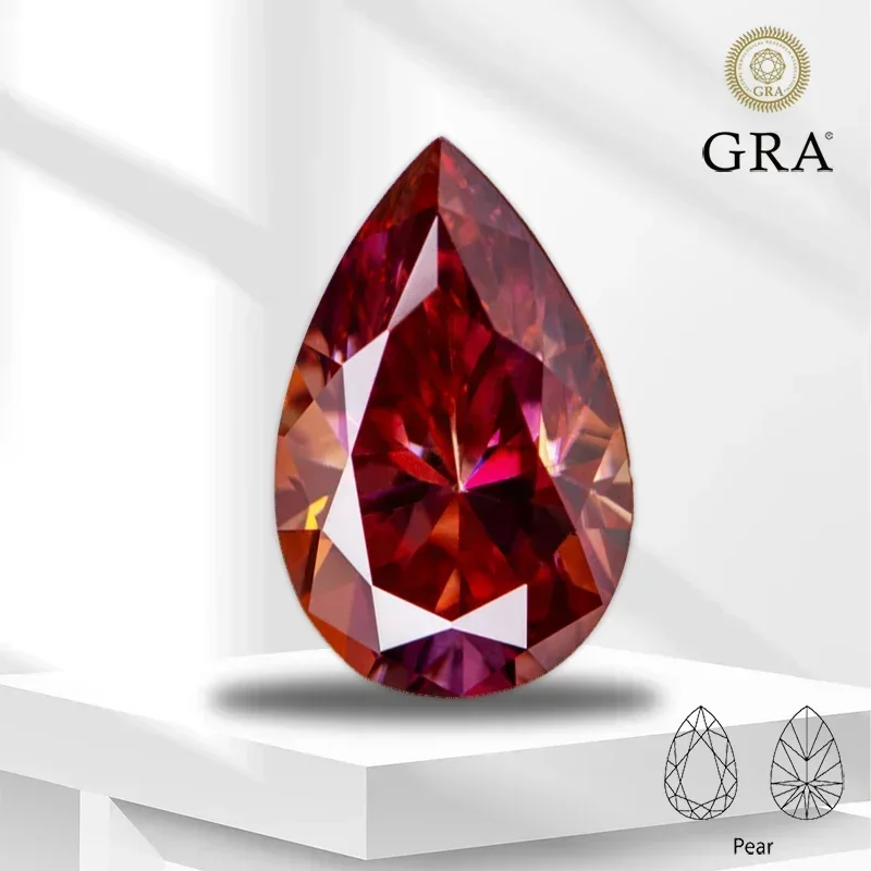 

Оптовая продажа, муассанит, драгоценный камень грушевидной огранки, арбуз, красный цвет, лабораторный выращенный бриллиант для изготовления ювелирных изделий, материалы с сертификатом