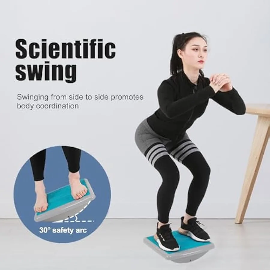 バランスボード 背中ストレッチ付き ウォブルボード 子供と大人用 滑り止めロッカーボード 理学療法用 コアトレーナー