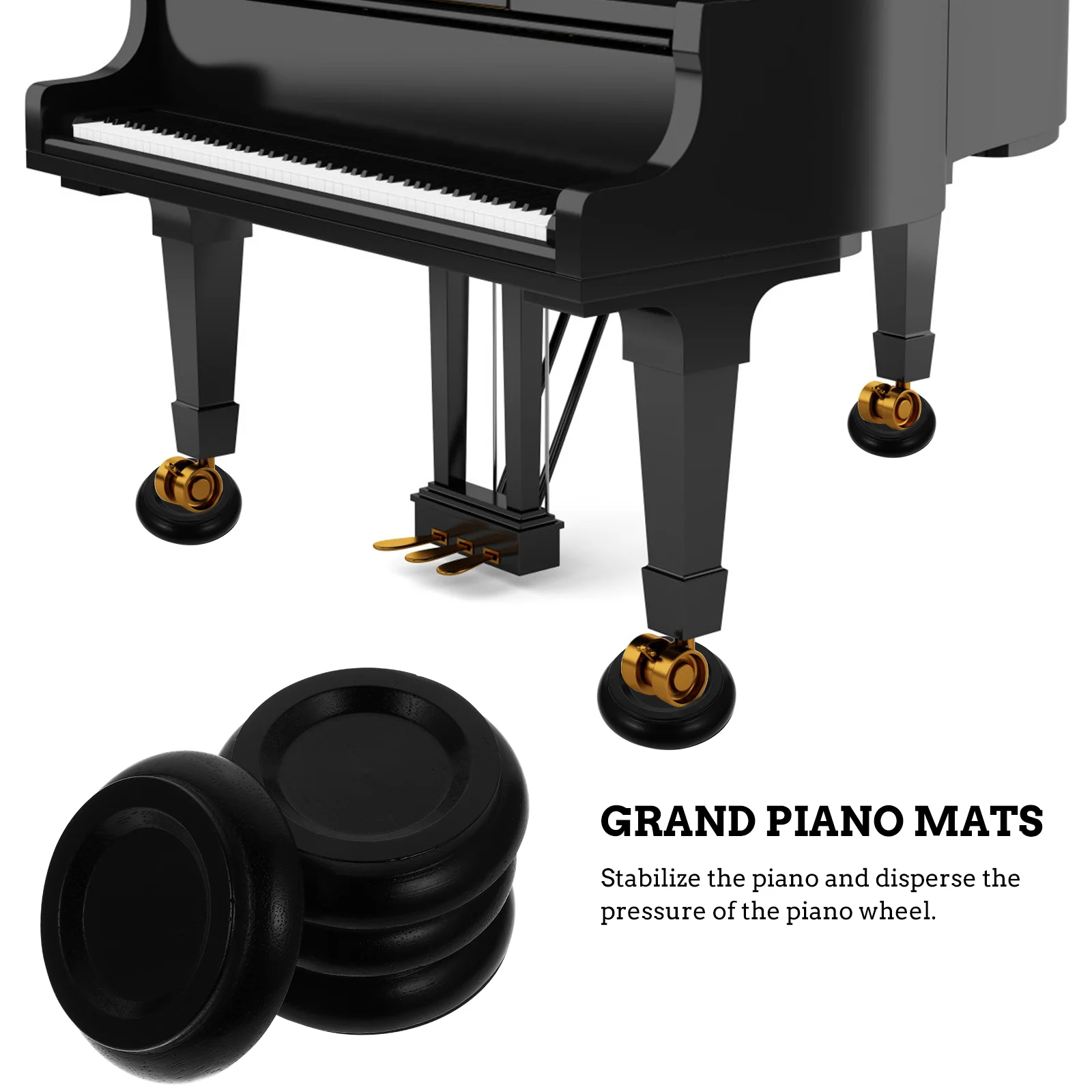 4 Uds. Tazas con ruedas para Piano de madera maciza, almohadillas antideslizantes antiruido para pies de Piano para proteger suelos y alfombras