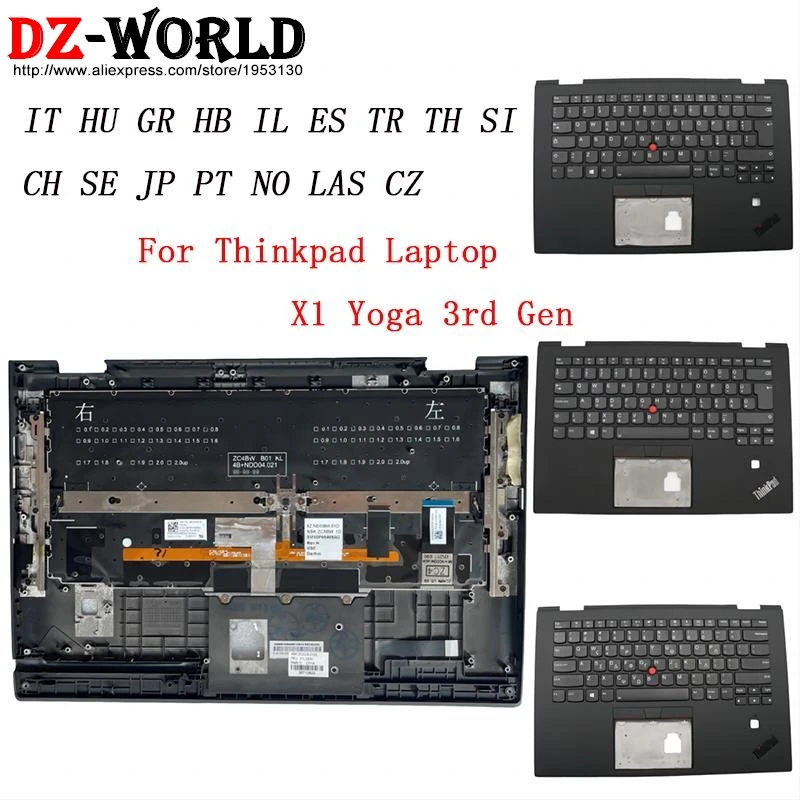 

Black Shell Upper Case Palmrest Cover With Backlit Keyboard For Lenovo Thinkpad X1 Yoga 3rd Gen 3 G3 01LX809 02HL900 01LX805