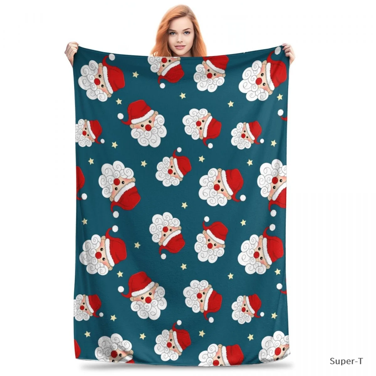 

Santa Claus And Star Premium Flannel Blanket Soft Warm Throw Blankets For Chair Sofa Bed Travel Bedspread Sofas Cover Tapestry