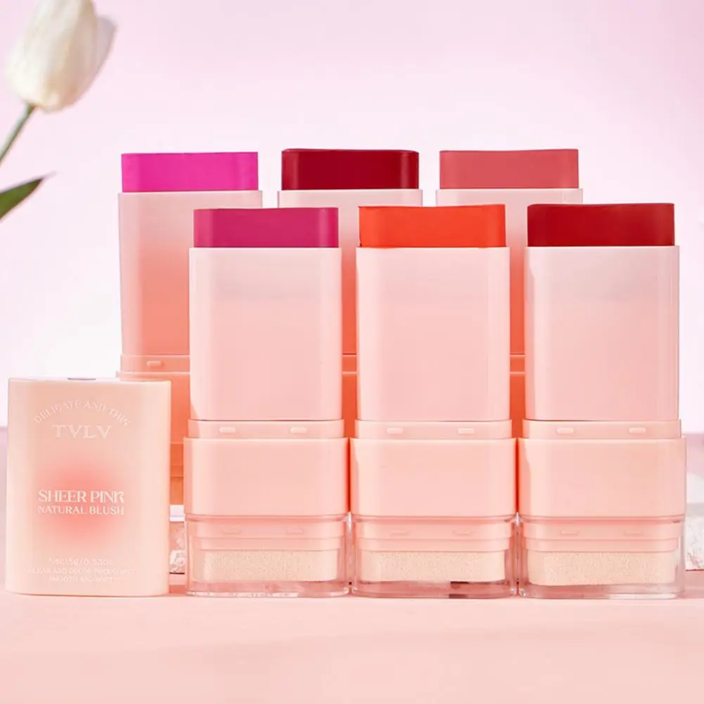 1PC 다기능 블러쉬 스틱 페이스 핑크 크림 입술 눈 수분 지속 방수 롱 메이크업 팔레트 섬세한 뺨 D9Z7