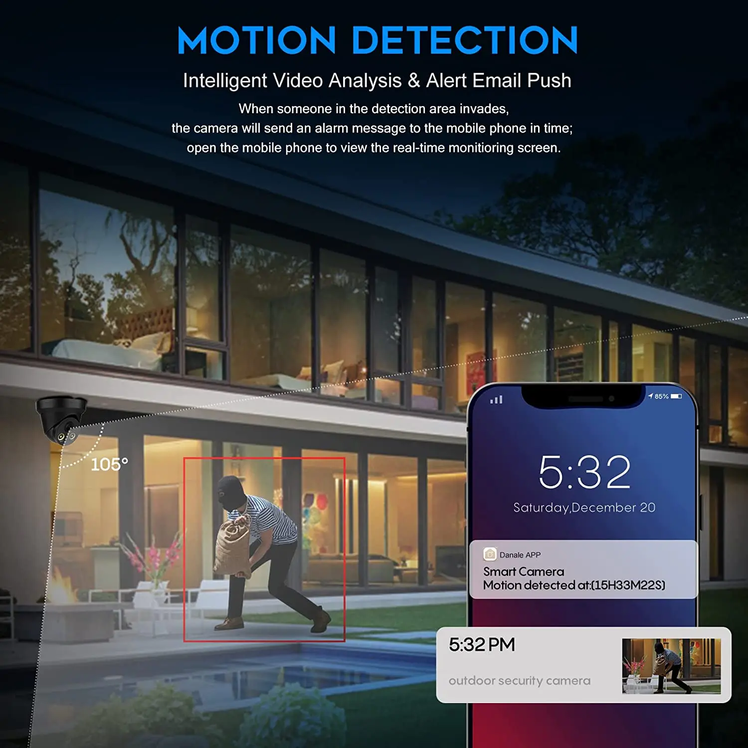 Hikvision Compatible ColorVu 5MP 4K Dome IP Camera POE with Built-in Mic CCTV Surveillance Human & Vehicle Detection H.265
