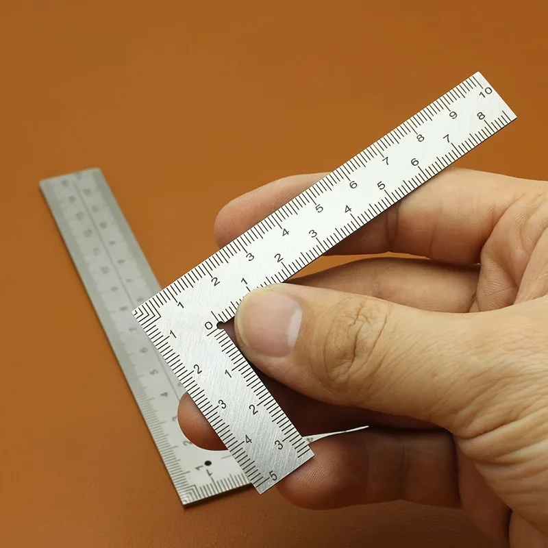 1/2Pcs Stainless Steel L‑Shaped Ruler Double‑Sided High Precision Measuring Tool for Leather Craft DIY Woodworking