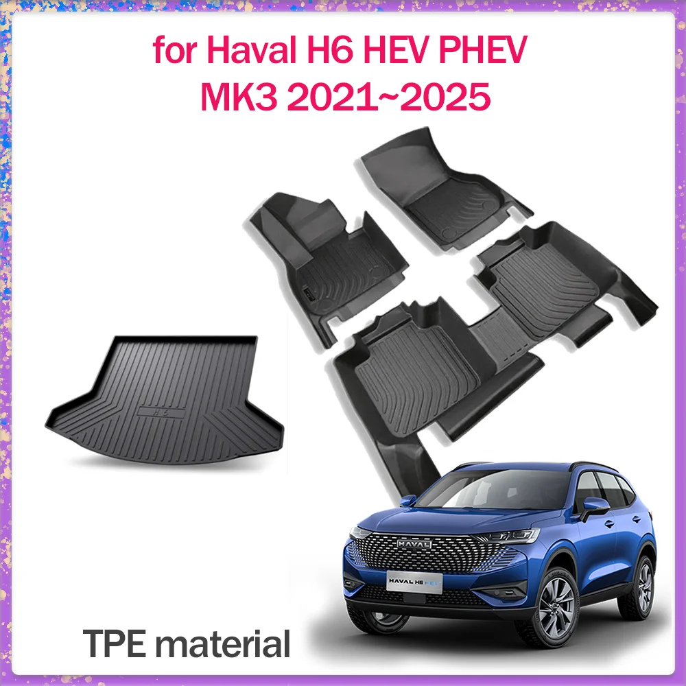 

Car Floor Mat for Haval H6 HEV PHEV MK3 2021~2025 TPE Foot Interior Liner Waterproof Trunk Seats Pad Carpet Custom Accessories