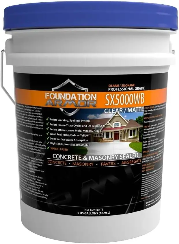 5-Gal. SX5000 WB DOT Approved Water Based Silane Siloxane Penetrating Concrete Sealer, Brick Sealer, Paver Sealer USA