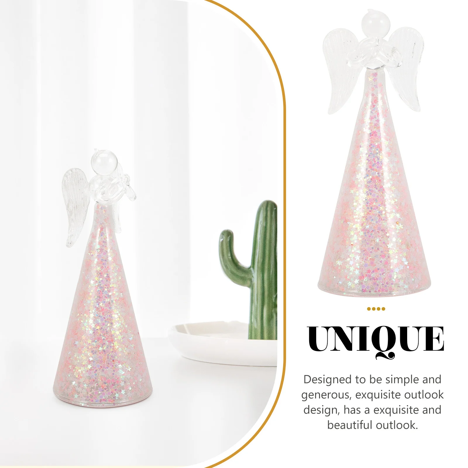 

Glass Angel Adornment Elegant Home Decor for Desk Office Festive Gifting Housewarming Present Angelic Decoration Craft