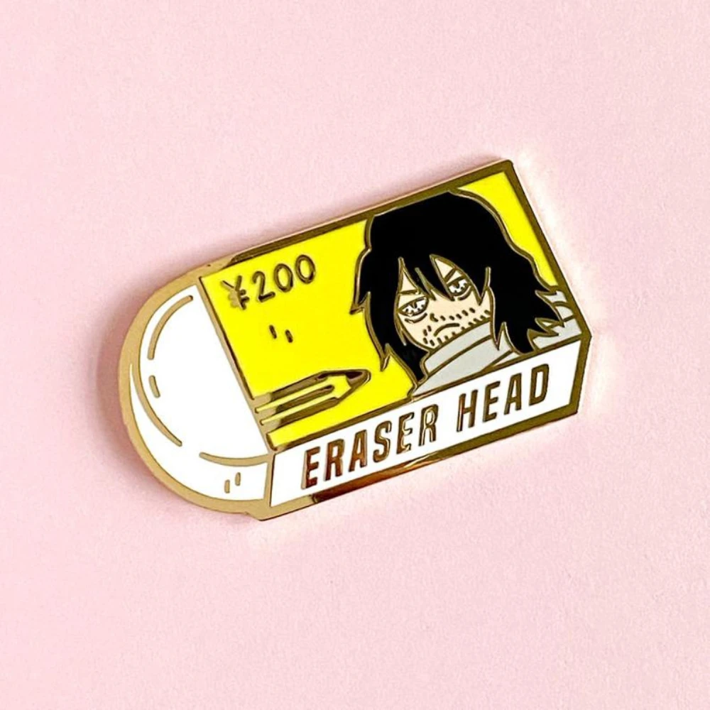 Eraser Head Soft Enamel Pins Creative Cartoon Brooches Metal Medal Lapel Badge Unique Jewelry Accessories Gift for Best Friends