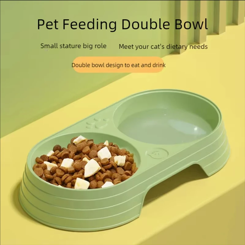 

Cat Pet Bowl, Double Plastic Pet Bowls, Anti-tipping Drinking Water Bowl and Food Bowl for Cats Dog Bowl