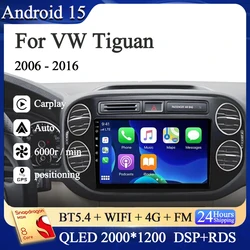 Car Radio For Volkswagen VW Tiguan 2006 2010 2016 Golf Plus Wireless Carplay Android 15 Auto Car Stereo Multimedia Player 4G GPS