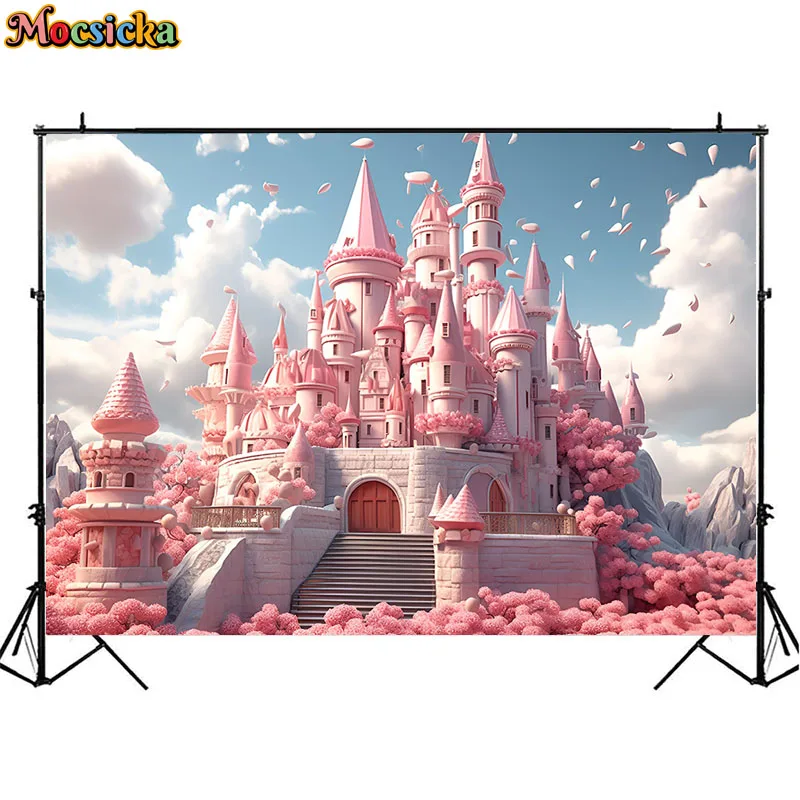 Royal Castle Photography Background Fairy Tale Balloon Kids Cake Smash Backdrops Baby Shower Birthday Party Decor Photo Studio