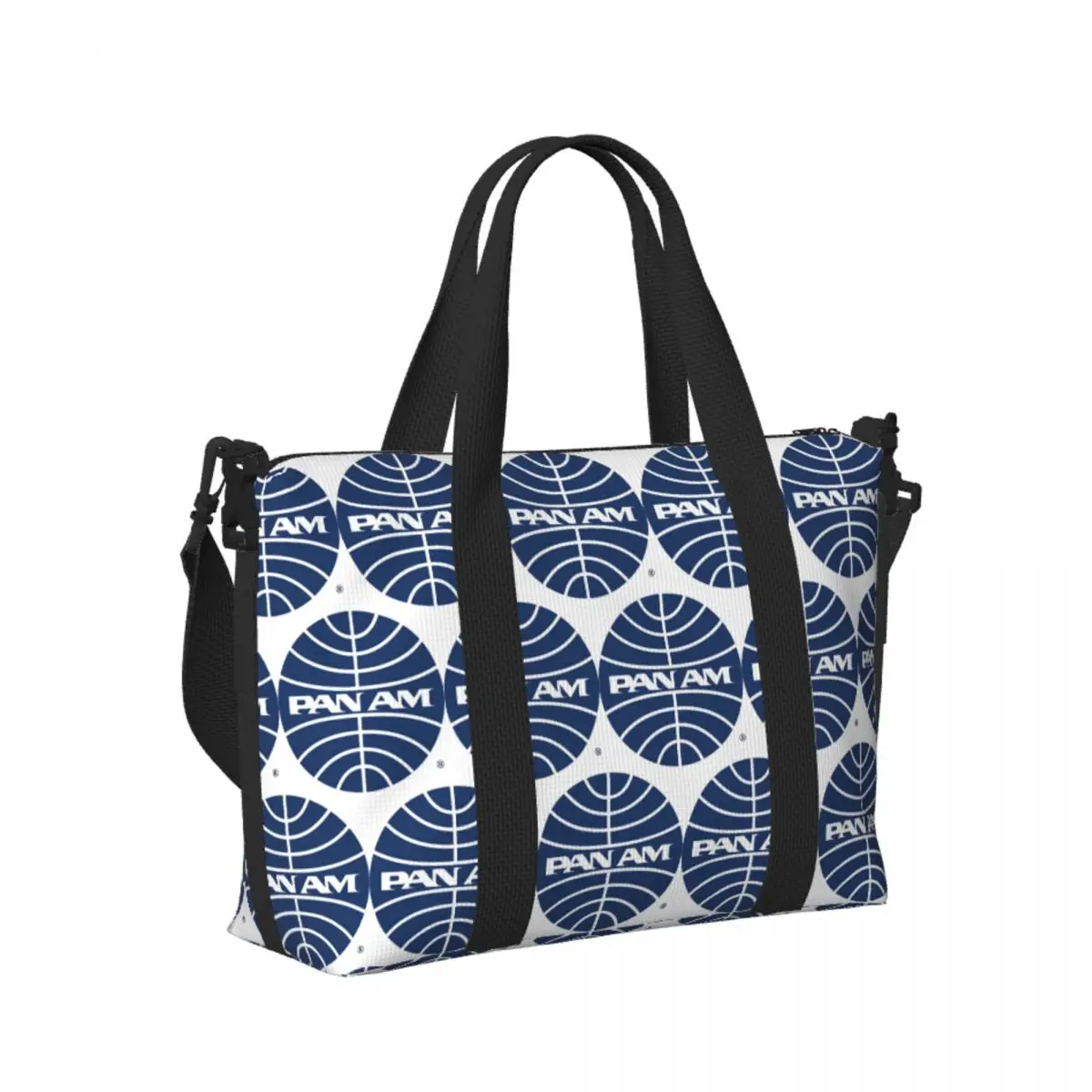 

Пользовательские Pan Am Mid 1950s Globe Перевернутая пляжная дорожная сумка Большая вместительная сумка-тоут для спортзала Йога Женская дорожная сумка для покупок