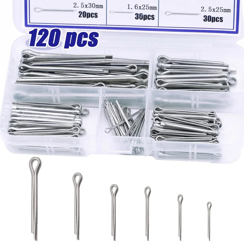 120Pcs Assorted Cotter Pins Kit for Tractor Hitch Pin Lock System Truck Engine Repair - Automotive Fasteners Set