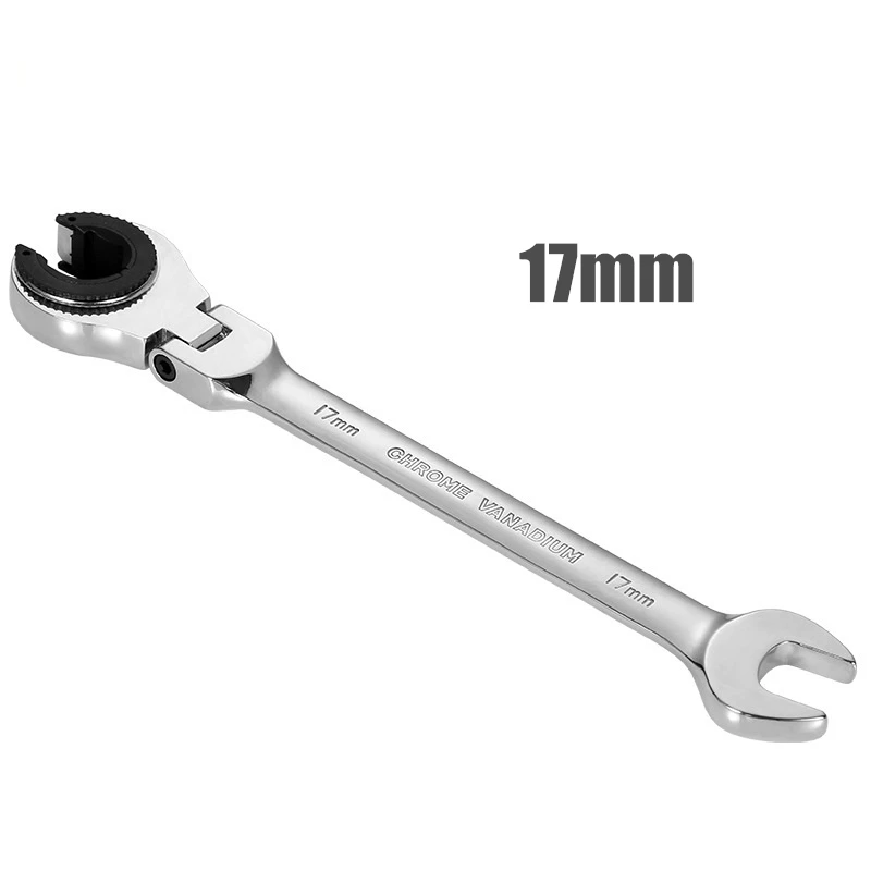 8-19mm 180° Movable Tubing Ratchet Wrench with Open Flexible Head Wrench Car Repair Oil Wrenches Car Hand Maintain Repair Tool