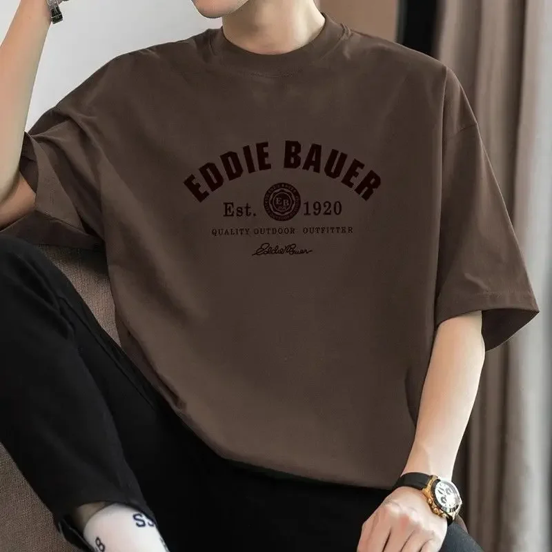 LIBIELIY Fashion O-Neck Printed Letter Casual T-Shirts Men Clothing 2025 Summer New Loose Korean Pullovers Tops All-match Tee Sh