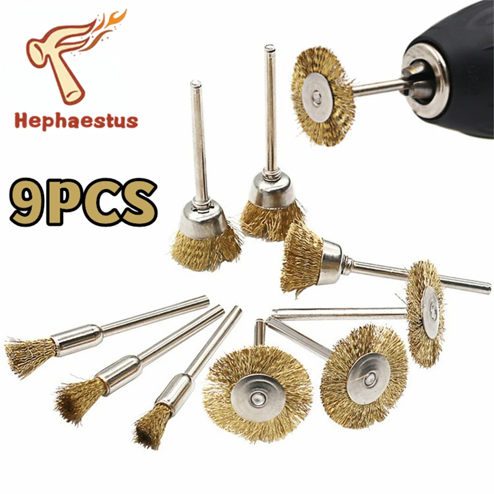 Steel Wire Brass Mini Brush Rotary Tool for Dremel Drill Polishing Grinding Wheel T-shaped Small Brush Accessories