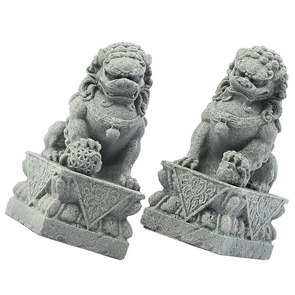 

Stone Lion Ornament Figurine for Office Desk Mini Tabletop Ornaments Living Room Model Resin