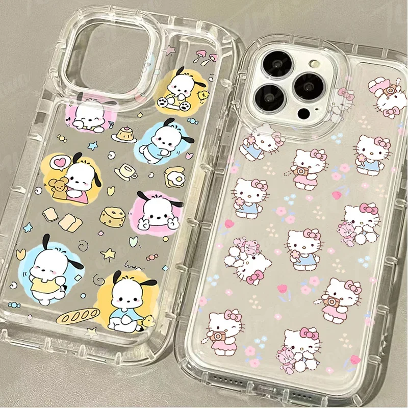 Sanrio Hello Kitty Pochacco Silicone Phone Case for iPhone 15 14 13 12 Mini 11 Pro Max XR XS X 8 7 6 6S Plus SE 2020 Clear Cover