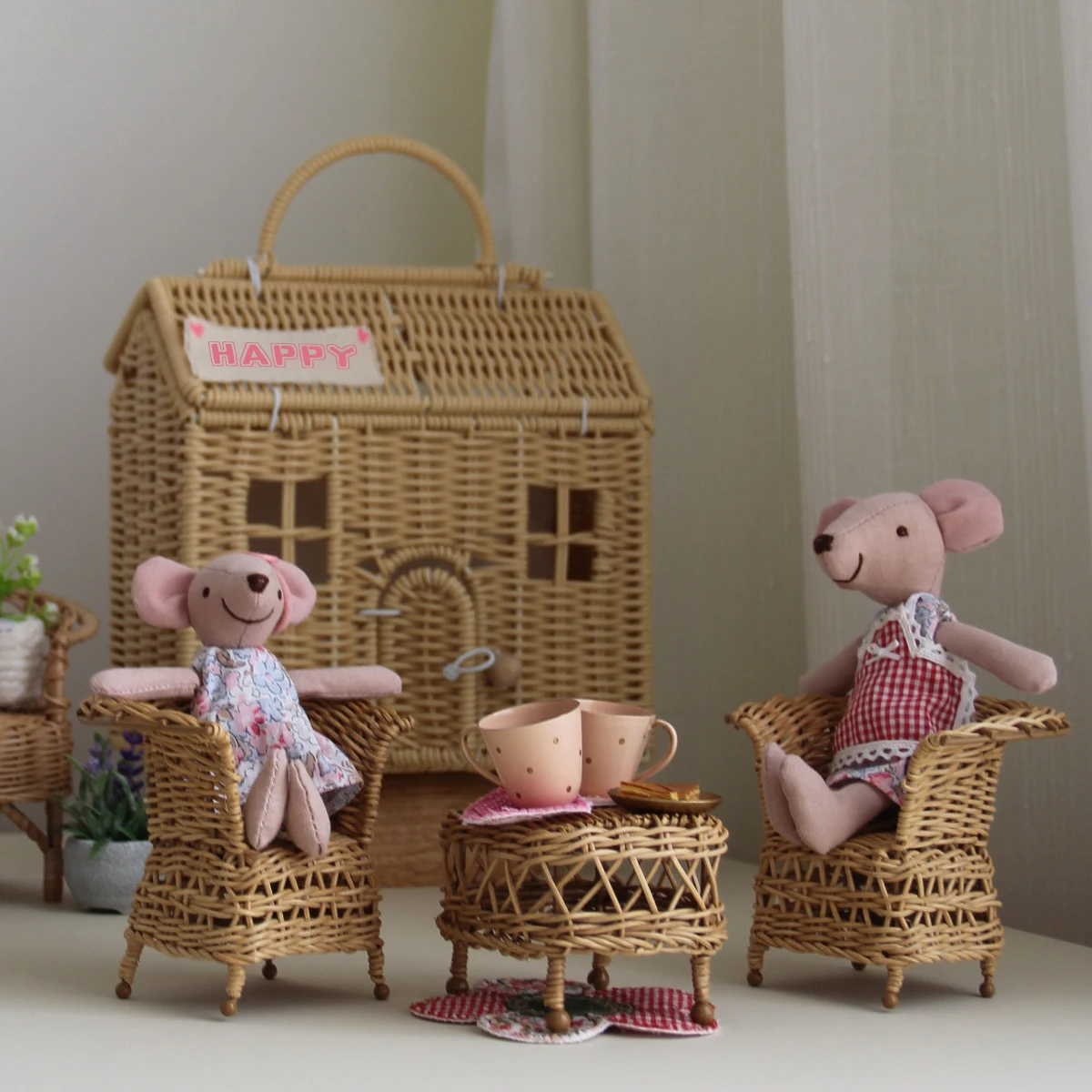 

H-13Cm/15Cm Changeable Doll Mouse with Family Skirt Suitable for Bjd Ob11 Maileg Dollhouse Ornaments Children's Day Gift Birthday Gift