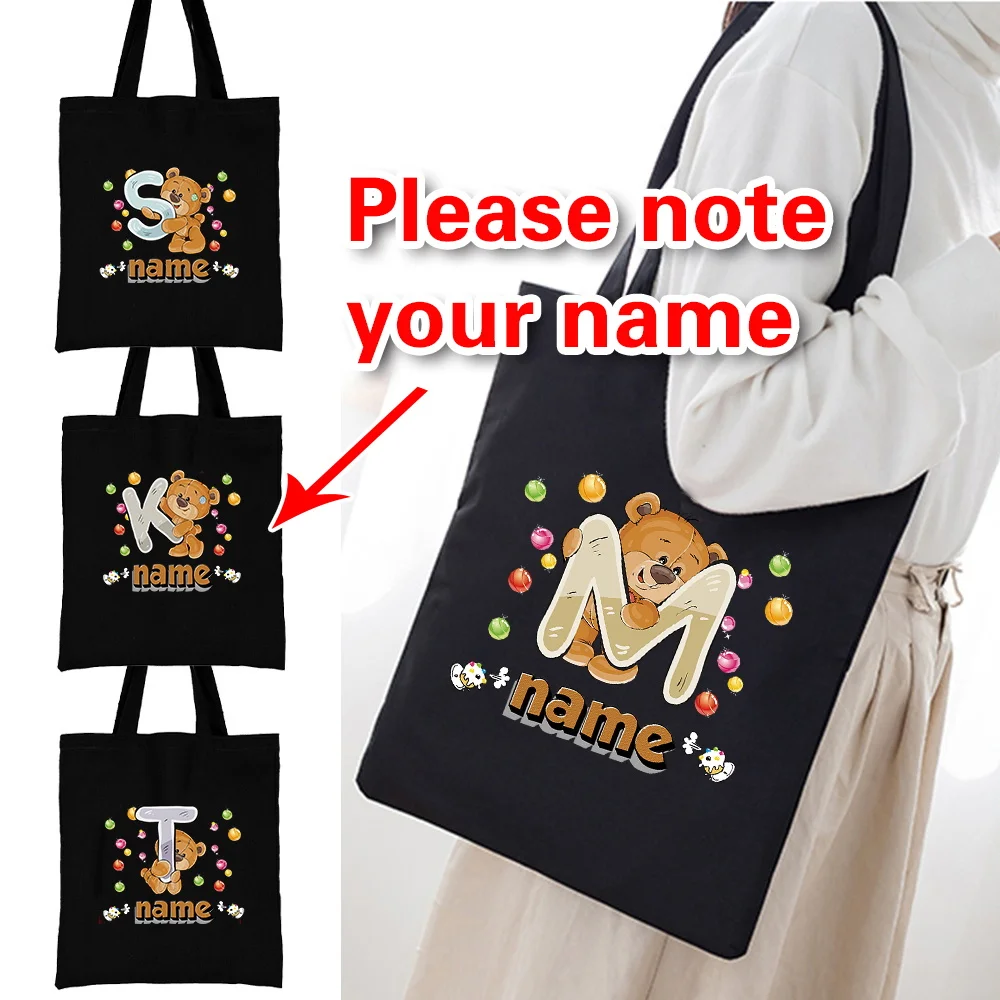 

Персонализированная холщовая сумка через плечо с индивидуальным именем, модный дизайн, женская сумка для хранения на открытом воздухе, экологически чистые сумки для покупок