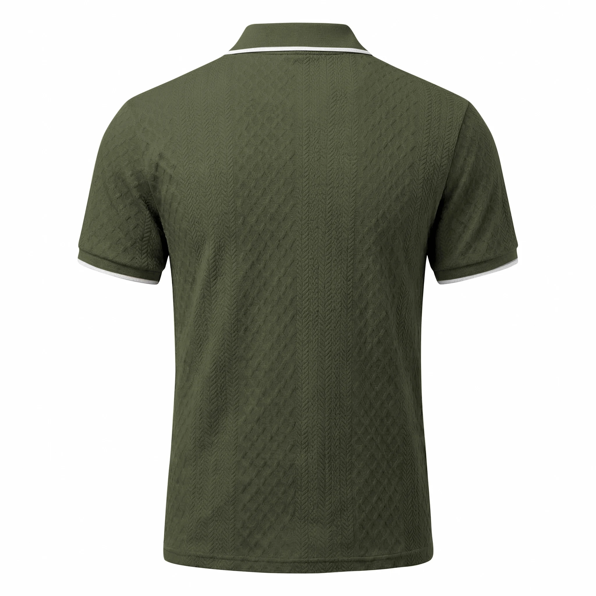 Sommer Herren Casual Business Kurzarm 9-Farben Jacquard 1/4 Reißverschluss Poloshirt | Strukturiertes Polo-Top mit Reißverschluss und kurzen Ärmeln – Detail 12