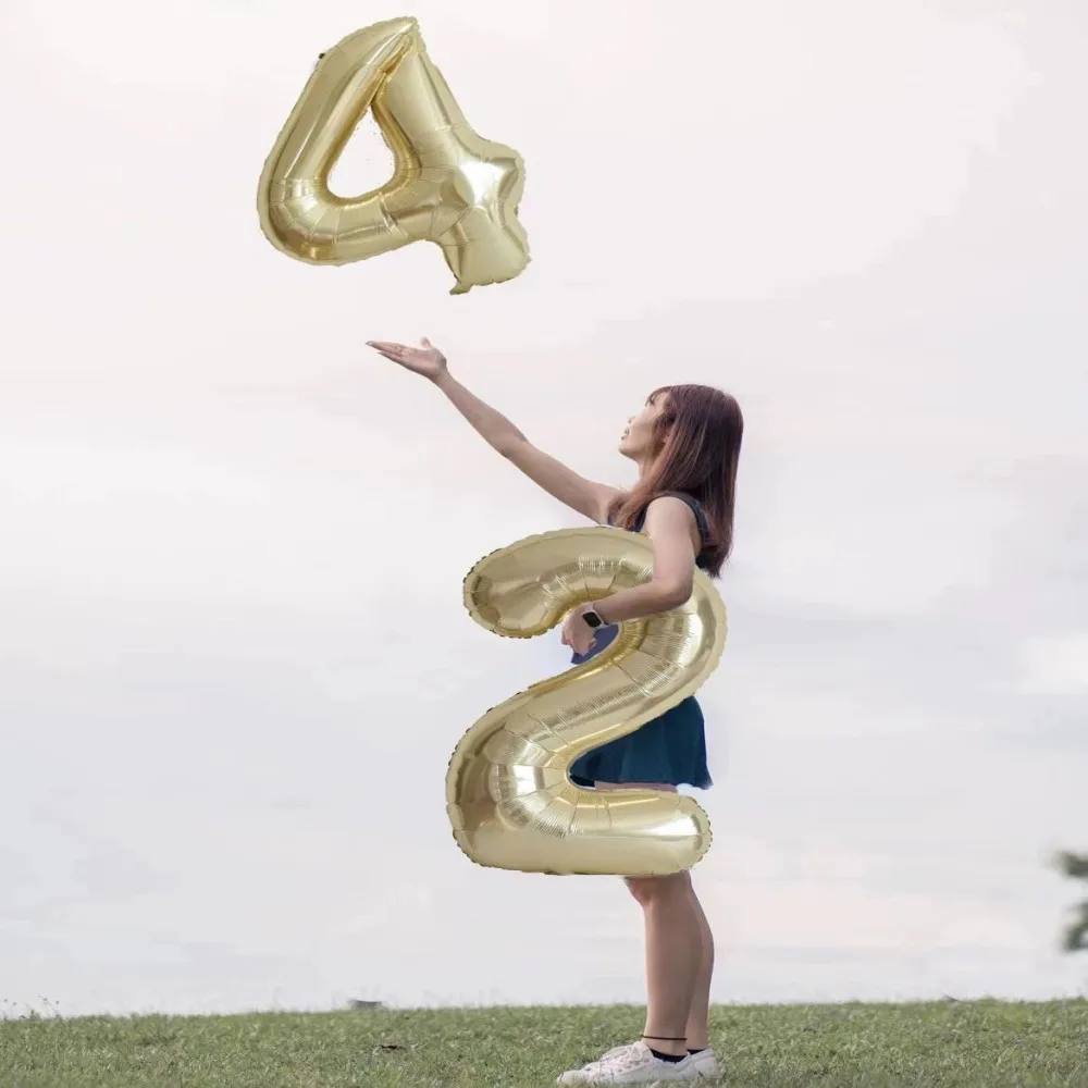 Globos de números de aluminio, bombas de helio de figuras grandes para decoración de fiestas de nacimiento, feliz cumpleaños y bodas de 40 pulgadas,