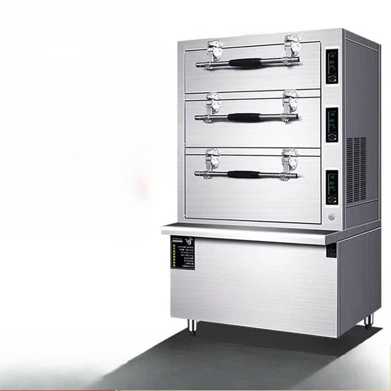 

Seafood steaming cabinet Commercial three-door electric gas steamer Hotel steaming fish stew machine Hotel canteen steamer