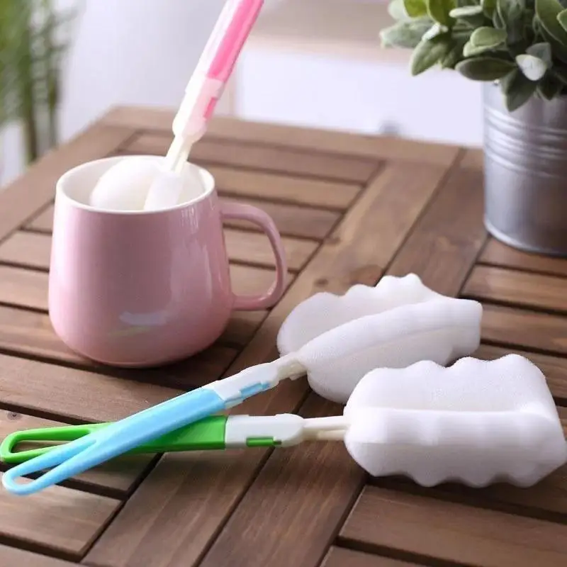 2Pcs Baby Bottle Brush Set Sponge Cleaner Nipple Brush Milk Feeding Bottle Washer Cup Scrubber For Kitchen Household