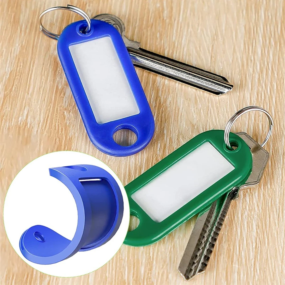 Tough Plastic Key Tags with Split Ring Label Window for DIY Key Chain Kit Numbered Name Baggage Luggage Tags Trinket Accessories