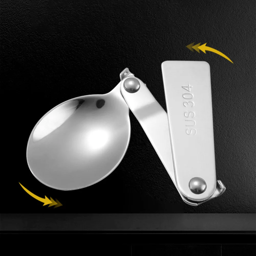 

Portable 304 Stainless Steel Solding Spoon Tableware Creative Outdoor Three-Fold Spoon Fork Travel Folding Spoon Storage Box