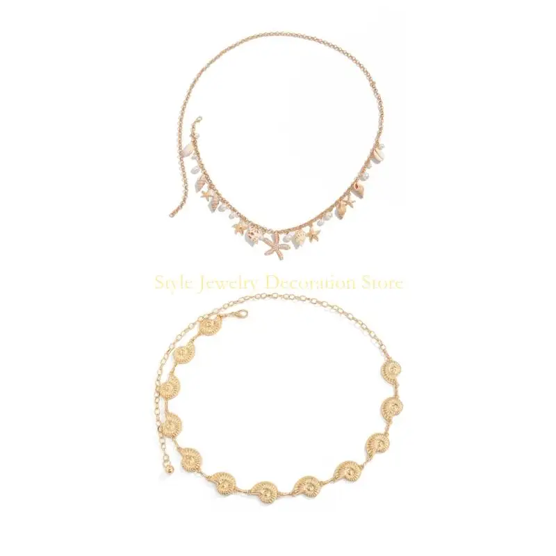 

D46E Модная золотая раковина талия цепь раковина