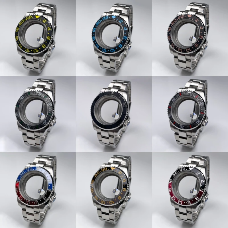 NH34 Watch Mod Kit: 40mm Case with 3.8 Crown Position Stainless Steel Strap Sapphire Crystal Rotating Bezel - Fits NH34 Movement