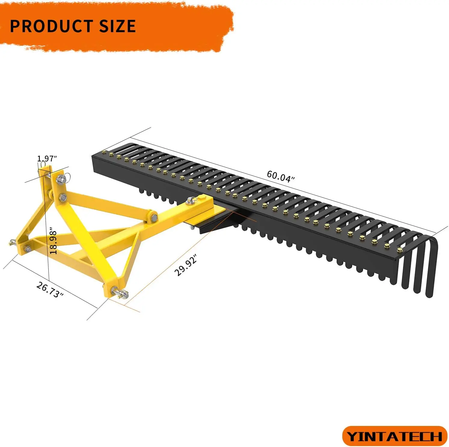 3 Point Rock Rake, Landscape 3 Point Rake for Tractor, 60