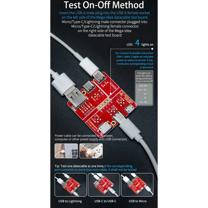 LUDA Data Line Continuity Detection Board Fixture For Type-C/Android Quick Cable Test Data Flex Continuity Detection