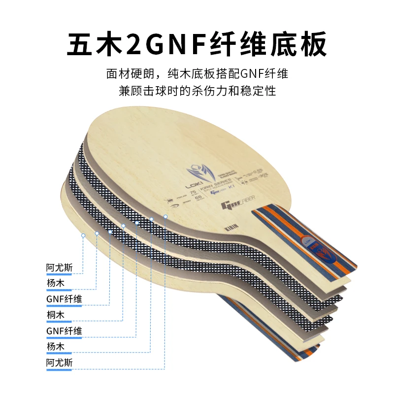 LOKI KIRIN K1/K2/K3 Tischtennisschläger FL Griff 7/5-Lagen OFF+ Ping Pong Schläger Reines Holz Carbon GNF Faser Anfänger – Detail 6