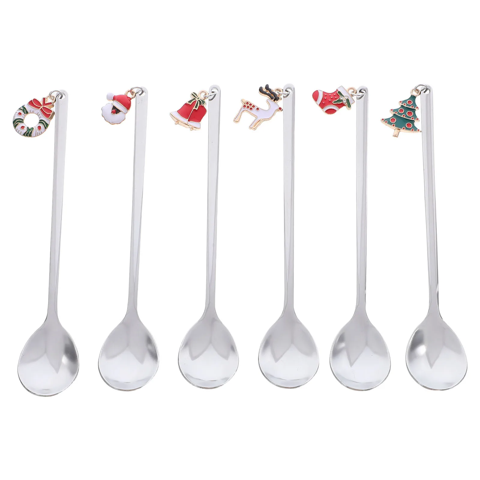 

Stainless Steel Christmas Coffee Spoons Cute Pendants Creative Dessert Mixing Utensils Holiday Tableware Ice Cream