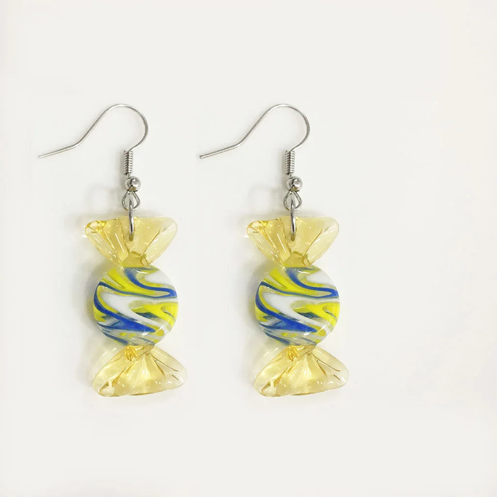 

1Pair Muran Lampwork Glass Summer Beach Blue Colorful Candy Pendant Dangle Earrings For Women Gift Sands Jewerry 15x30mm