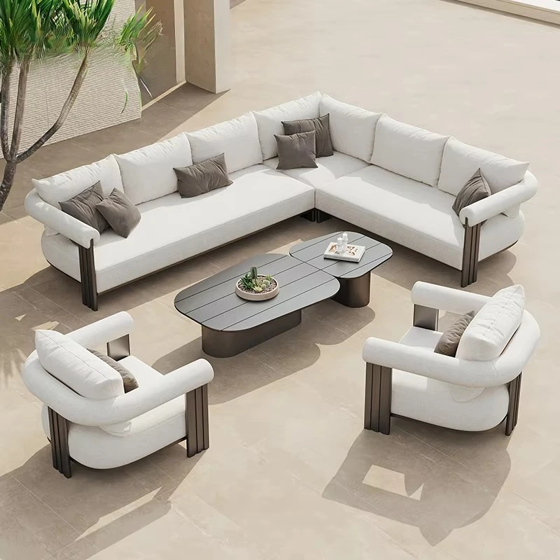 Metal Poolside Furniture Outdoor Garden Sofas Luxury Couches Set Modern Aluminum L Shape Sofa Outdoor Sofa Set Garden Furniture