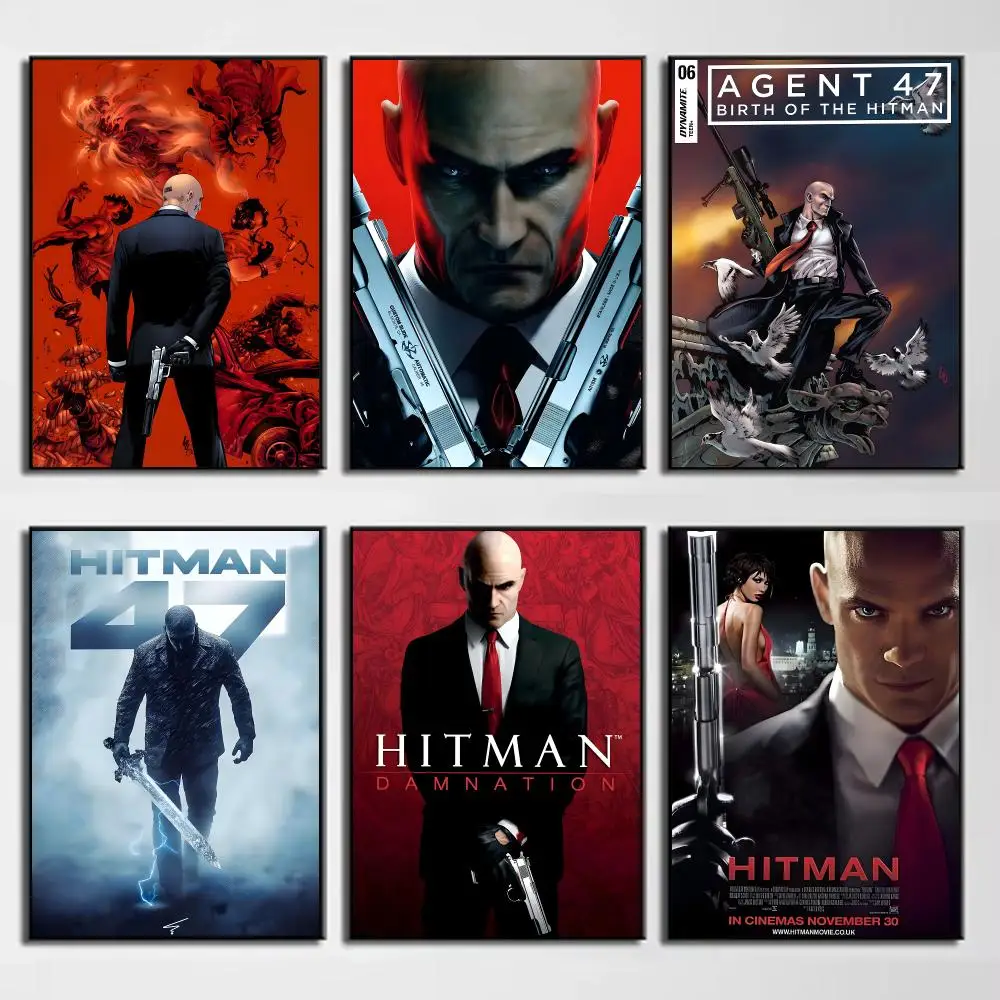 Stealth Game Character A-Agent 47 Poster Wall Decor for Young Collectors, Indoor and Outdoor Decor